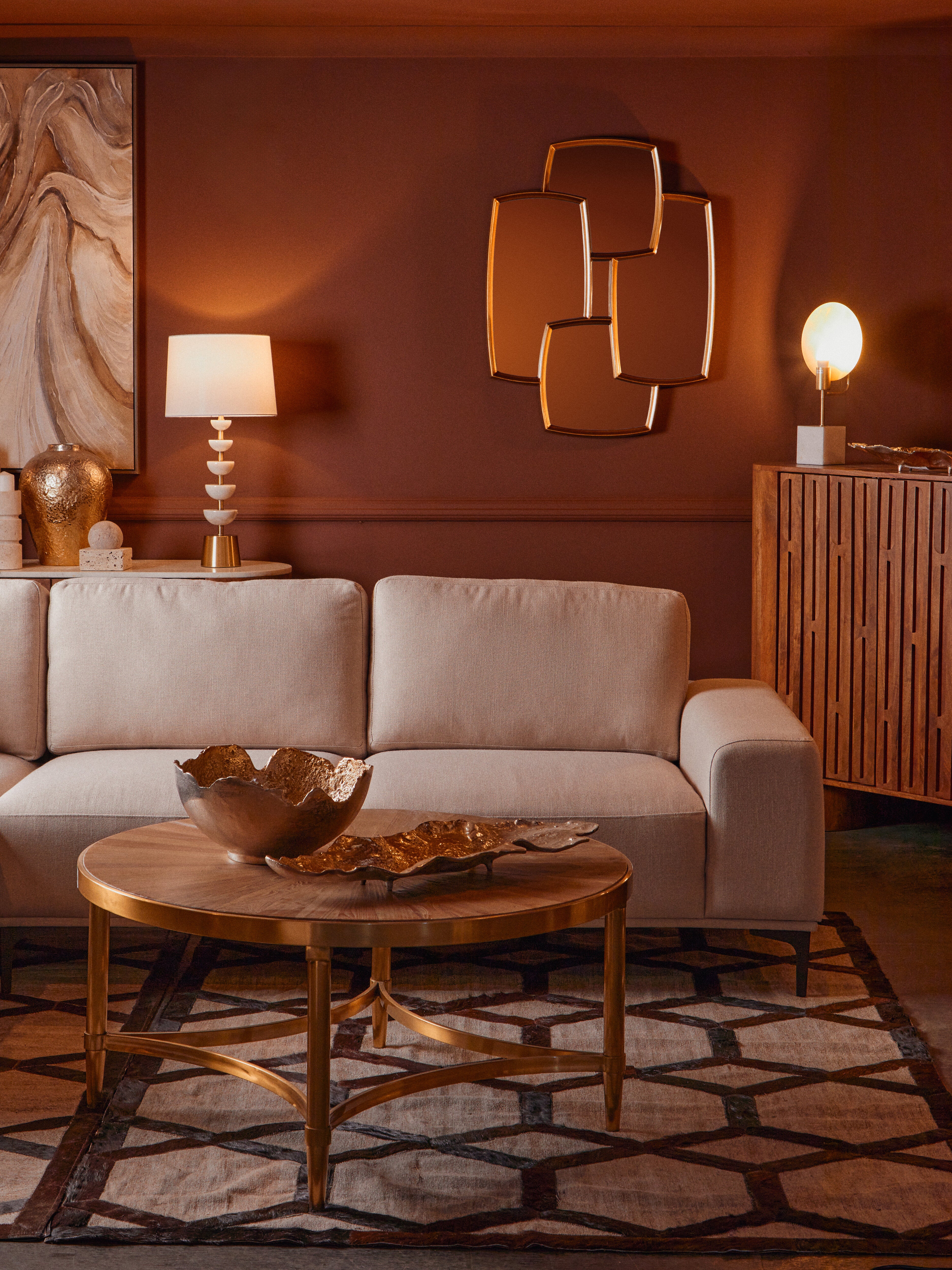 Chiara Carved Brown Mango Wood Cabinet